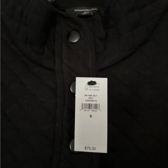 Banana Republic Black Quilted Half-Snap Sweatshirt - Picture 3 of 5